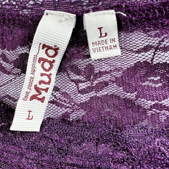 Mudd Lace Henley L Top SA Deep Red ASO Katherine Pierce The Vampire Diaries Y2K - Picture 8 of 11